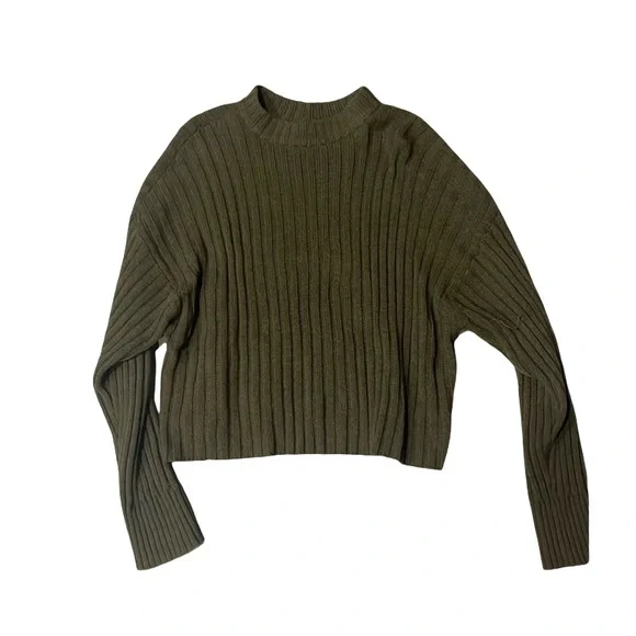 American Eagle Outfitters Dark Green Ribbed Turtleneck Sweater - Picture 2 of 5